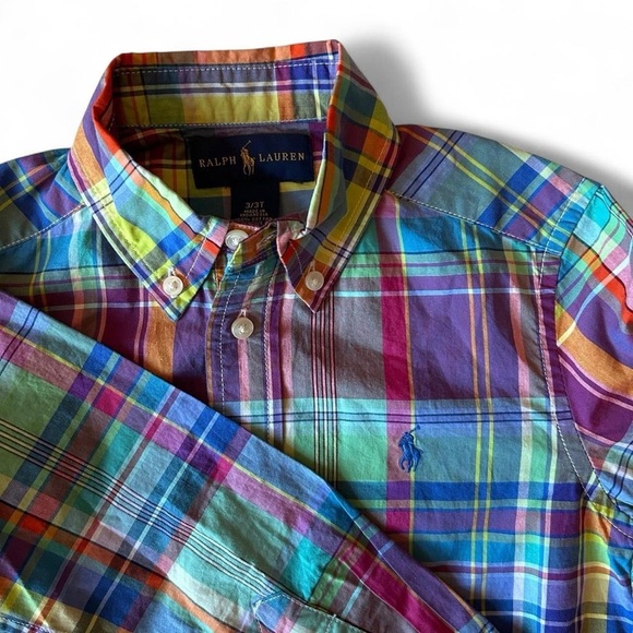 Ralph Lauren Toddler Plaid Long-Sleeve Button-Down Shirt – Size 3T - Picture 1 of 5